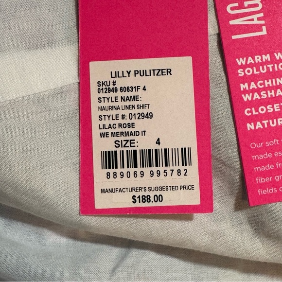 NWT Lilly Pulitzer Maurina Linen Shift Dress in Lilac Rose We Mermaid It size 4 - Picture 14 of 14